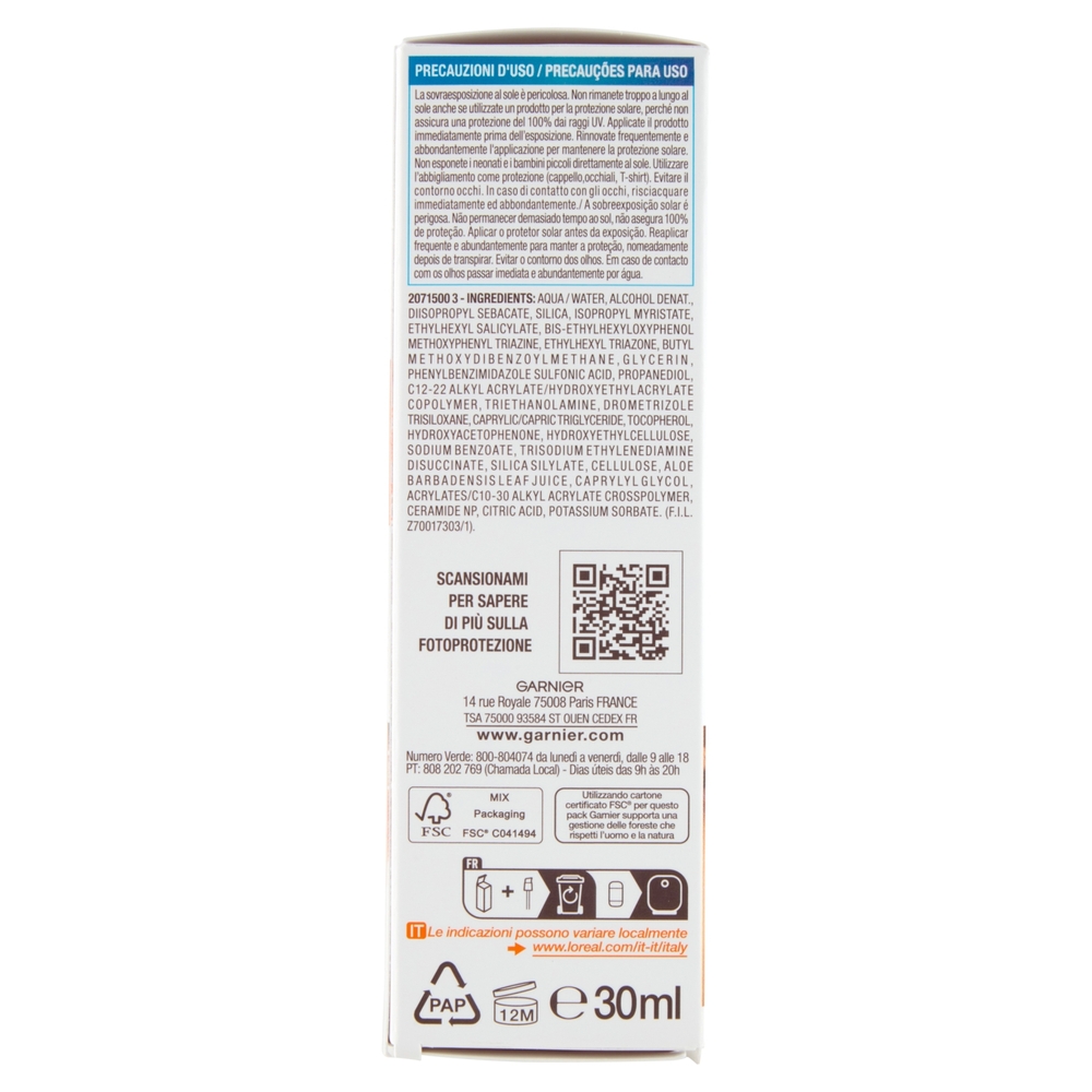 Garnier Ambre Solaire Super UV Siero Viso, SPF50+ 30 ml